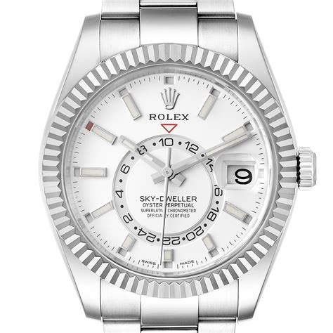 rolex sky dweller white gold white dial|rolex sky dweller steel price.